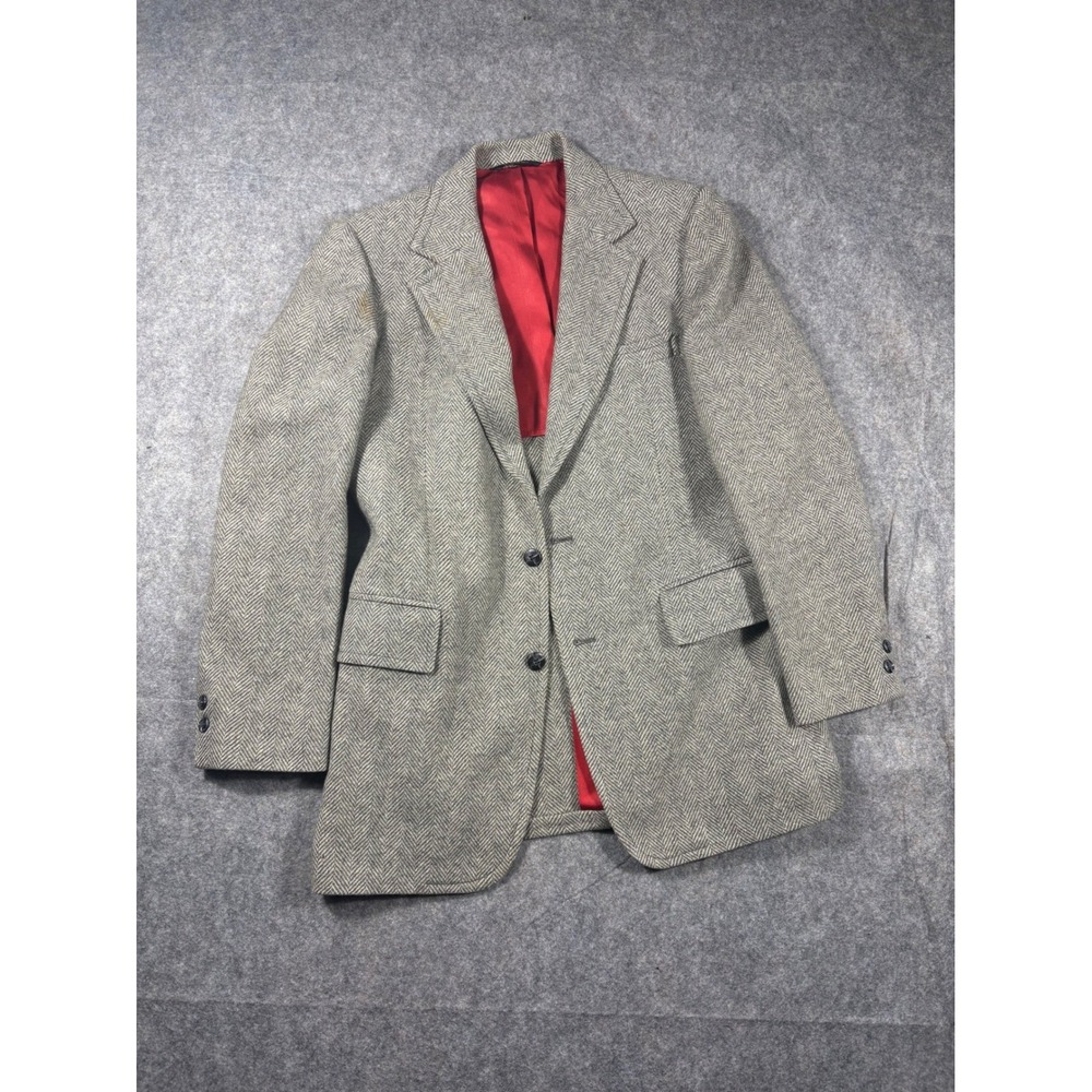 Kucharos‎ Berkley Mens Tweed Herringbone Blazer Jacket Red Lined Dry Clean Only